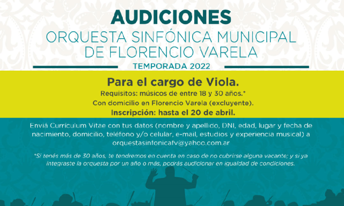 Florencio Varela: La Orquesta Sinfónica Municipal en búsqueda de nuevos talentos